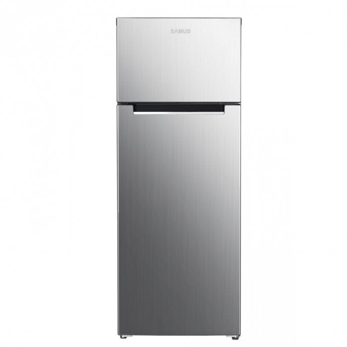 Frigider cu 2 usi Samus SX284E, 206 litri, clasa E, inaltime 143 cm, termostat reglabil, lumina interioara tip LED, picioare reglabile, argintiu [1]