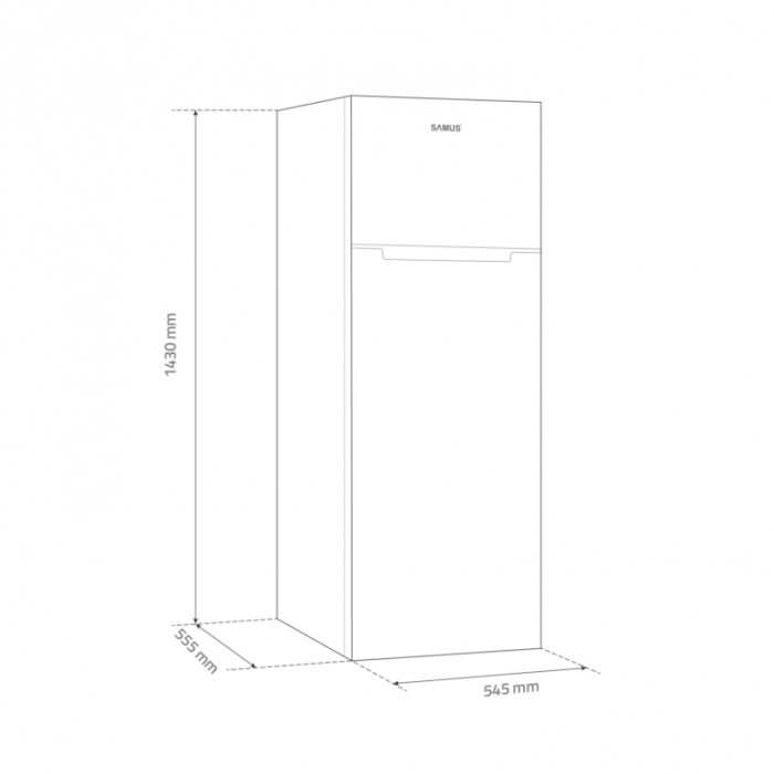 Frigider cu 2 usi Samus SX284E, 206 litri, clasa E, inaltime 143 cm, termostat reglabil, lumina interioara tip LED, picioare reglabile, argintiu [4]