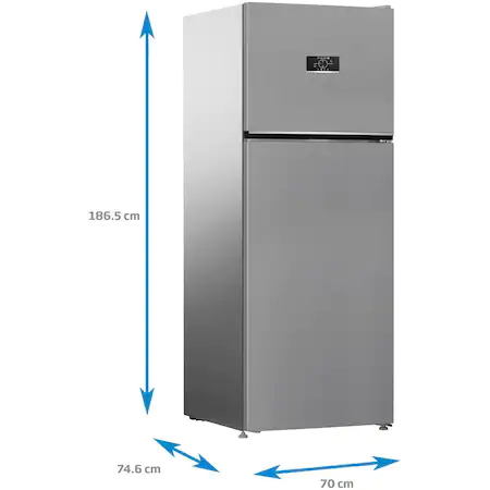 Frigider cu doua usi Beko B3RDNE504HXB, 477 L, No Frost, HarvestFresh, Display, AeroFlow, XXL Bottle holder, Clasa E, H 186,5 cm, Metal Look [9]