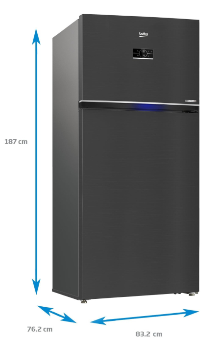 Frigider cu doua usi Beko RDNE650E40ZXBRN, 630 l, NeoFrost Dual Cooling, Multi mode, Touch control, Compresor ProSmart Inverter, HarvestFresh, AeroFlow, Clasa E, H 187 cm, Dark Inox [6]