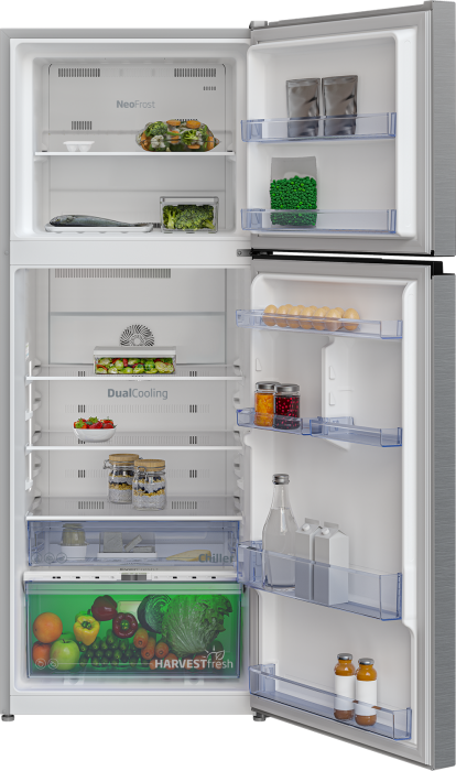 Frigider cu doua usi Beko RDNT401E30ZXBN, 375 L, clasa F, Consum zilnic energie (kWh): 0.842 kWh/zi,  NeoFrost, HarvestFresh, Metal Look [4]