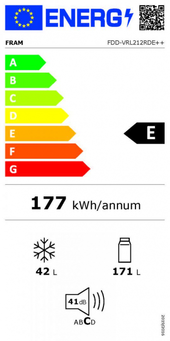 Frigider cu două uși Fram FDD-VRL212RDE++, 212L, Less Frost, control mecanic, iluminare LED, Clasa E, H 145 cm, roșu [3]