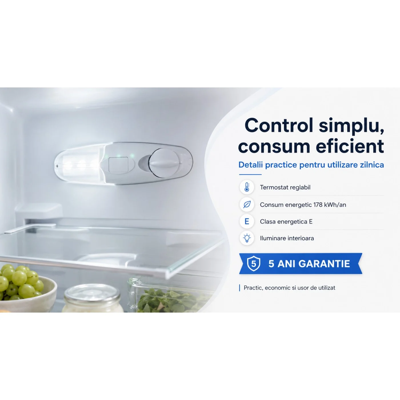 Frigider cu doua usi LDK LF 220W, Clasa E, Capacitate 211 l, H 144 cm, Alb [7]