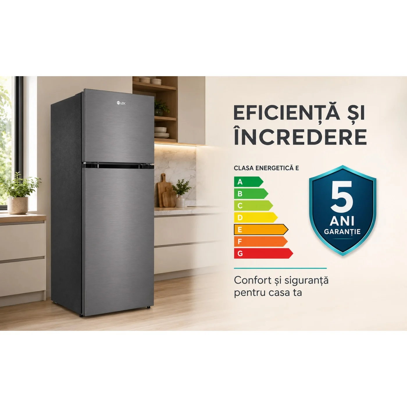 Frigider cu doua usi LDK LF-465NFDS, Capacitate 465 l, No Frost, Multi AirFlow, Crisper Box, Termostat ajustabil, H 186 cm, Clasa E, Dark Inox [12]