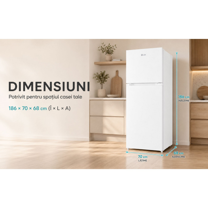 Frigider cu doua usi LDK LF-465NFDW, Capacitate 465 l, No Frost, Multi AirFlow, Crisper Box, Termostat ajustabil, H 186 cm, Clasa E, Alb [11]