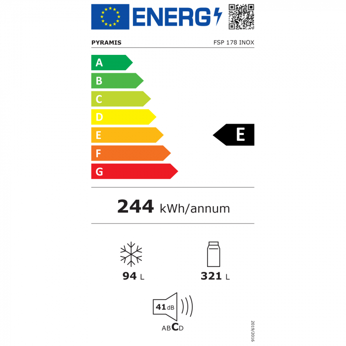 Frigider cu două uși Pyramis FSP 178 Inox, 415 L, Inverter, Total No Frost, Clasa E, Touch Control, Display LED și iluminare LED [5]