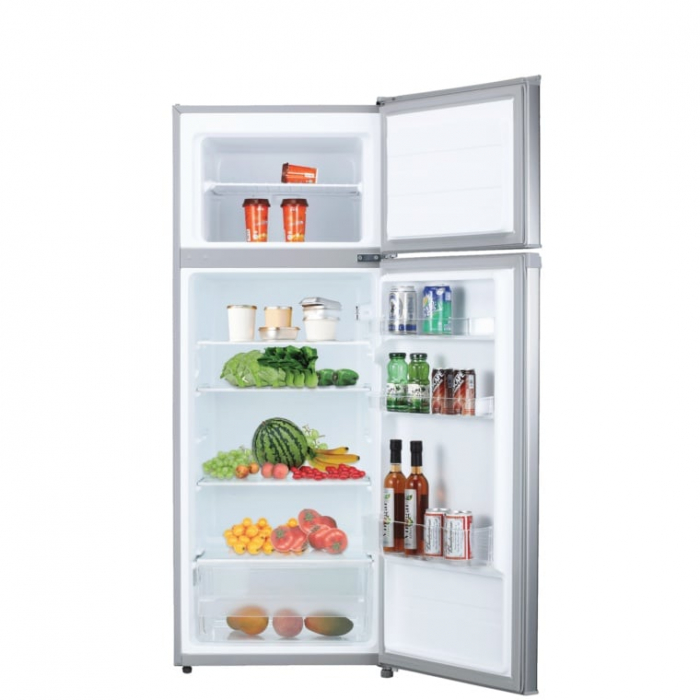 Frigider cu doua usi VIVAX DD-207E S, 204L, Clasa E, Termostat reglabil, Iluminare LED, Usi reversibile, Suprafata painted metal, 3 Rafturi de Sticla securizata, H 143 cm, Argintiu [8]