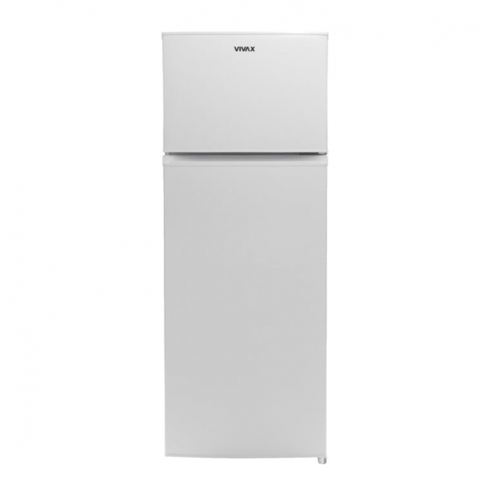 Frigider cu doua usi VIVAX DD-207E W, 204L, Clasa E, Termostat reglabil, Iluminare LED, Usi reversibile, Suprafata painted metal, 3 Rafturi de Sticla securizata, H 143 cm, Alb [1]