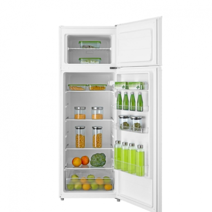 Frigider cu doua usi VIVAX DD-235E W, 235L, Clasa E, Termostat reglabil, Iluminare LED, Usi reversibile, Suprafata painted metal, 4 Rafturi de Sticla securizata, H 160 cm, Alb [3]