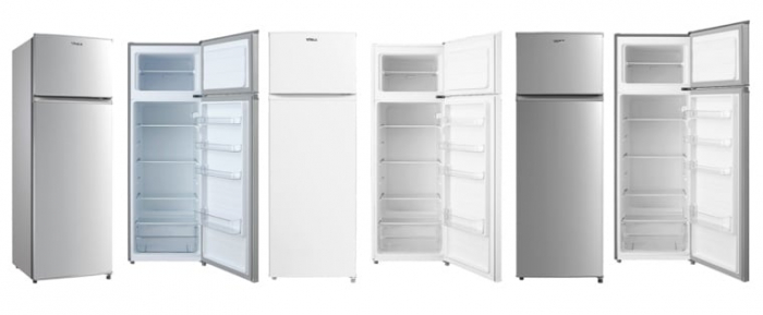 Frigider cu doua usi VIVAX DD-235E X, 235L, Clasa E, Termostat reglabil, Iluminare LED, Usi reversibile, Suprafata painted metal, 4 Rafturi de Sticla securizata, H 160 cm, Inox [2]
