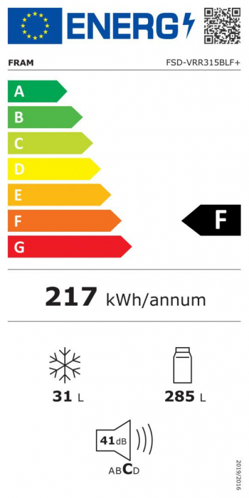 Frigider cu o usa Fram FSD-VRR315BLF+, 315l, Ventilator, Lumina LED, H 176.9 cm, Albastru [4]