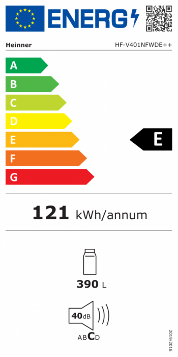 Frigider cu o usa Heinner HF-V401NFXWDE++, 389 l, No Frost, Control electronic, Dozator de apa, Iluminare LED, Clasa E, H 186 cm, Inox [3]