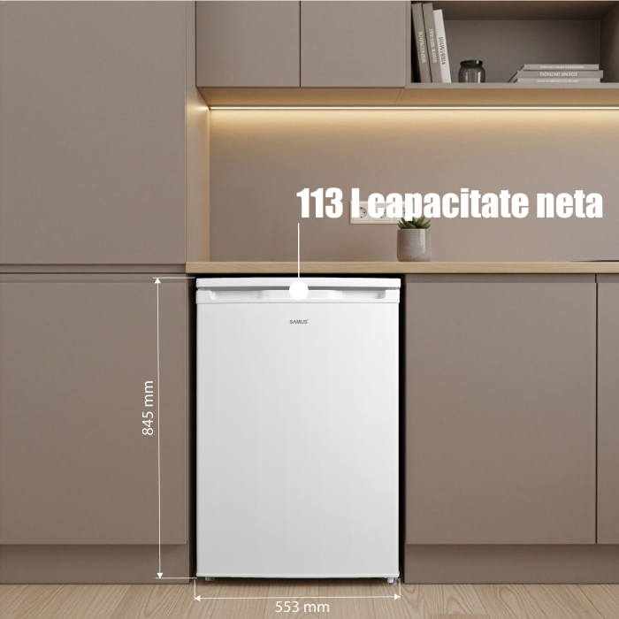 Frigider cu o ușă Samus SW144E, 113L, Clasa E, Termostat Reglabil, Ușă Reversibilă, Lumina Interioară, Alb [5]