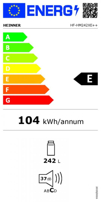 Frigider Heinner HF-HM242XE++, 242 L, Clasa Energetică E, Control Mecanic, Termostat Ajustabil, LED, Ușă Reversibilă, Aspect Inox [3]
