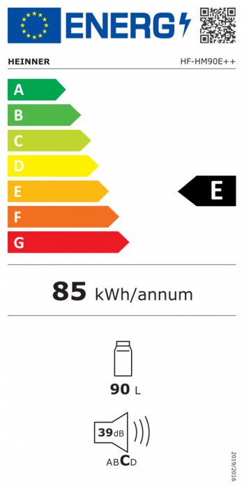 Frigider Heinner HF-HM90E++, 90L, 1 Ușă, Răcire Statică, Volum Congelator 0L, Clasă energetică E, Alb [3]