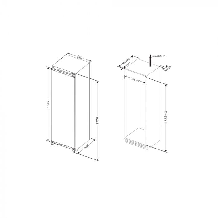 Frigider incorporabil Pyramis BBI 177RO, 260 L, NO FROST, Clasa F, LED și ușă reversibilă cu închidere lentă, design practic și elegant [3]
