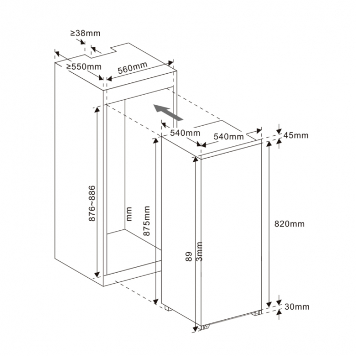 Frigider incorporabil Samus SFBI174E, alb, termostat reglabil, lumina interioara tip LED, picioare reglabile [5]