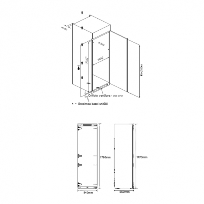 Frigider incorporabil Samus SFCBI276NFE, 212 litri, Full No Frost, alb, dubla functionalitate frigider / congelator, functie Super racire, usa reversibila, lumina interioara tip LED, picioare reglabil [5]