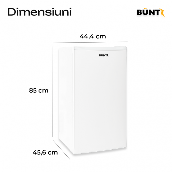 Frigider mic cu o ușă BUNTZ BF-90, 80L, Clasa E, congelator interior, iluminare LED, 83 cm, Alb [2]