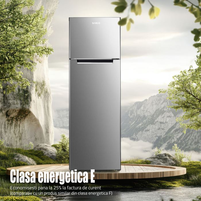 Frigider Samus SX346E, 248 L, Motor Inverter, Clasa E, LED, 4 Rafturi, Uși Reversibile, Inox [4]