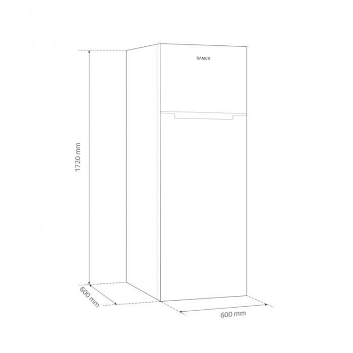 Frigider cu 2 usi Samus SX464E, 304 litri, clasa E, argintiu, inaltime 172 cm, termostat reglabil, lumina interioara tip LED, Inox [5]
