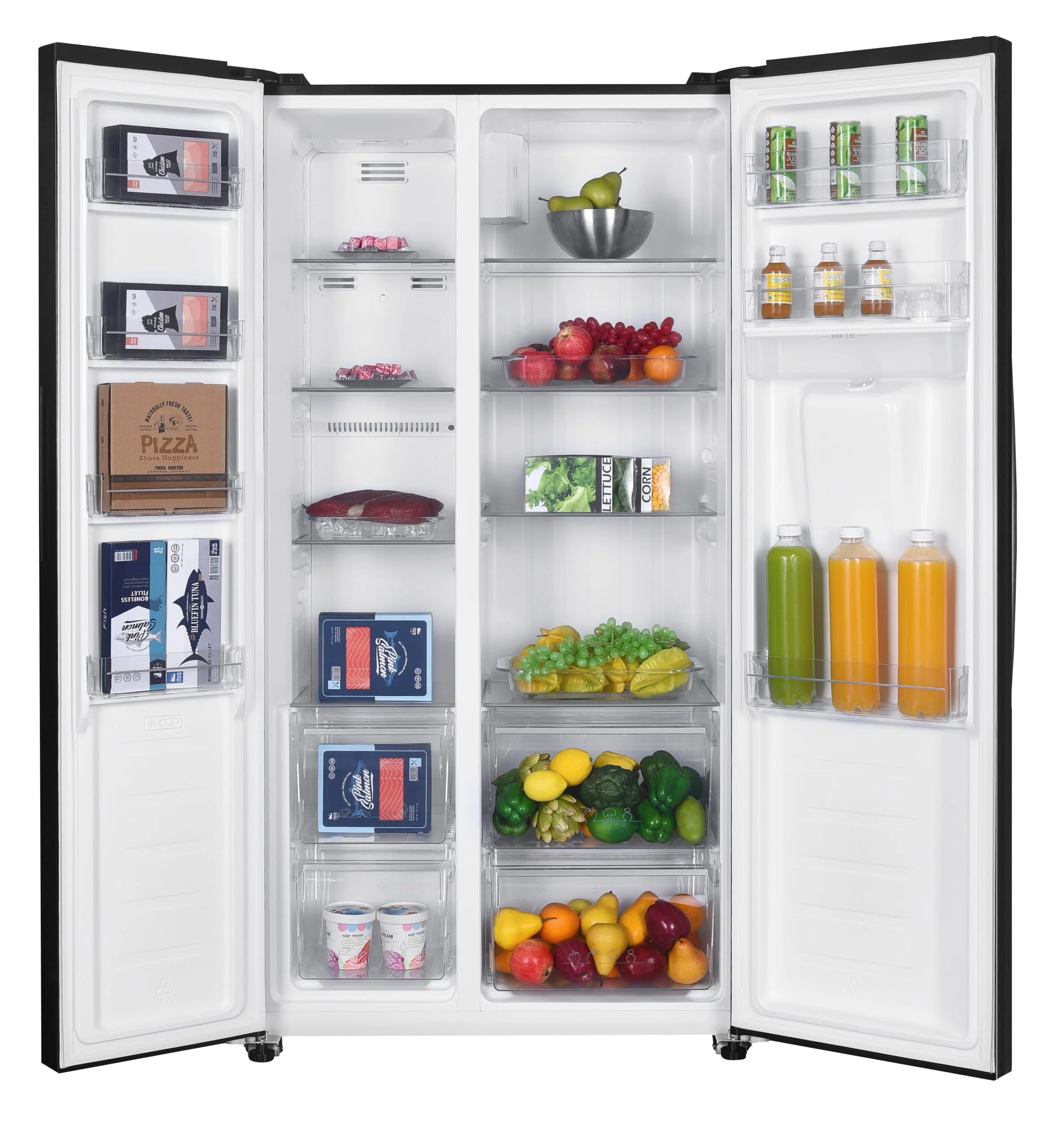 Frigider Side by Side FRAM FSBS-HM440NFBKWDE++, No Frost, 439 L, Dozator apă, Display Touch, Inverter, Clasa E, Negru [2]