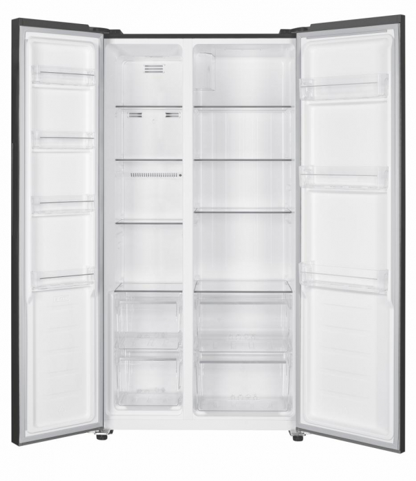Frigider Side by Side Heinner HSBS-H442NFGWHE++, 442 l, Total NoFrost, Clasa E, Inaltime 177 cm, Sticla alba [2]