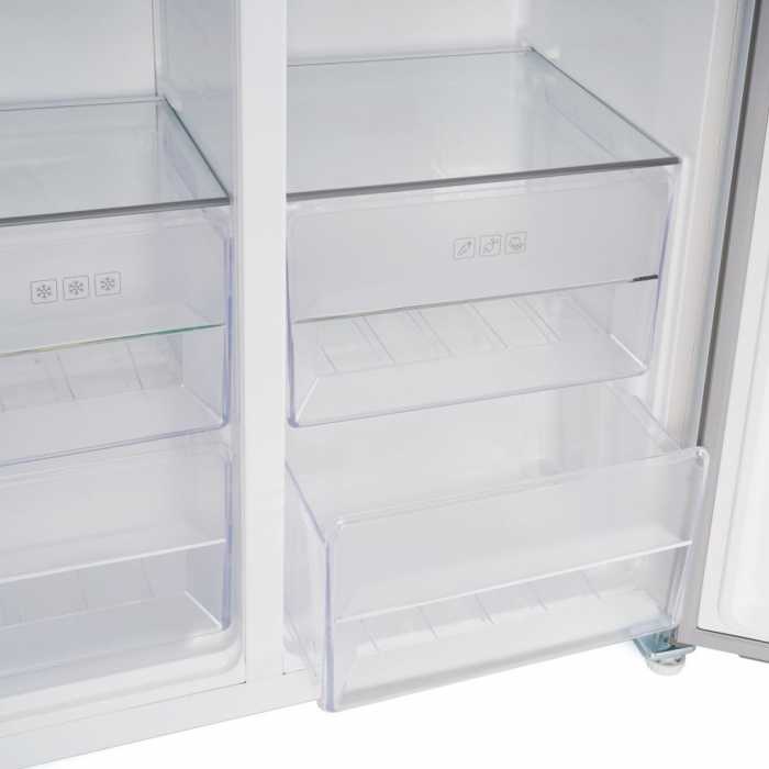Frigider Side by Side Heinner HSBS-H442NFGWHE++, 442 l, Total NoFrost, Clasa E, Inaltime 177 cm, Sticla alba [6]