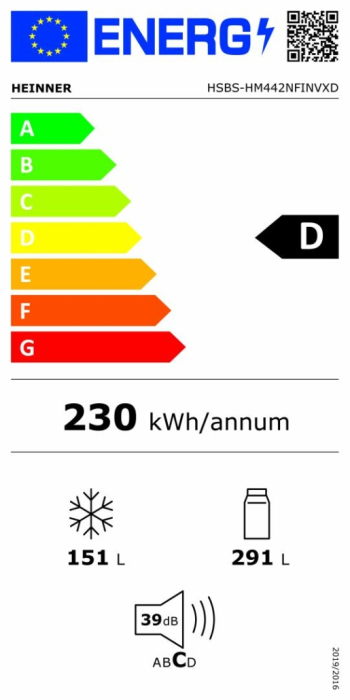 Frigider Side-By-Side HEINNER HSBS-HM442NFINVXD, 442 l, Clasa D, Display LED, Fucntie SMART, Super racire, Super congelare, H 177 cm Inox [3]