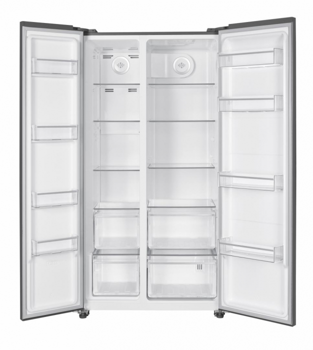 Frigider side by side Heinner HSBS-HM532NFGWHE++, 532 l, No frost, Clasa E, Smart, Alarma usa deschisa, H 177 cm, Sticla alba [2]