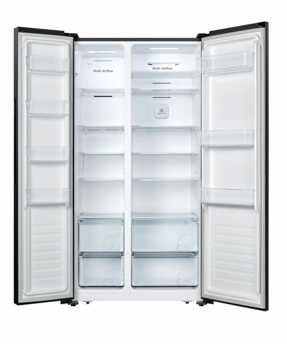 Frigider side by side Heinner HSBS-HS519NFBKE++, 519 l, Full No Frost, Clasa E, Alarma usa deschisa, H 1786 cm, Negru [2]