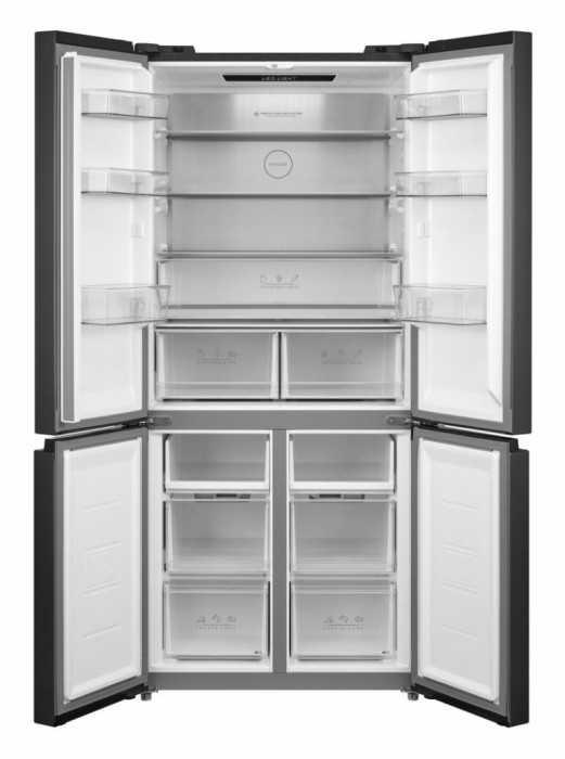 Frigider Side by Side Heinner HSBS-M515MDINVHGBKE++, 515L, No Frost, Compresor Inverter, Display Touch, 4 usi, Negru Sticla [2]