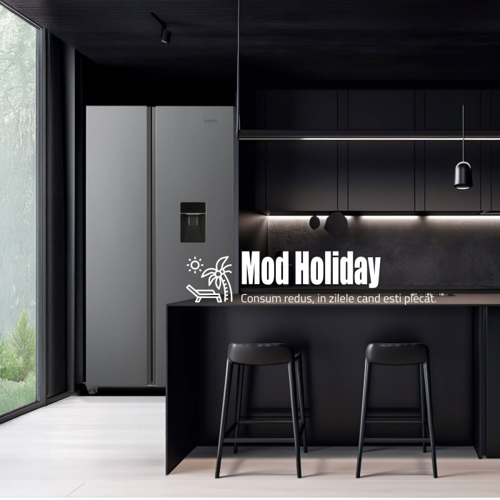 Frigider Side by Side Samus SSX-558NFDE, 439 L, Full No Frost, Dozator apă, Clasa E, Inox, Display LCD [11]