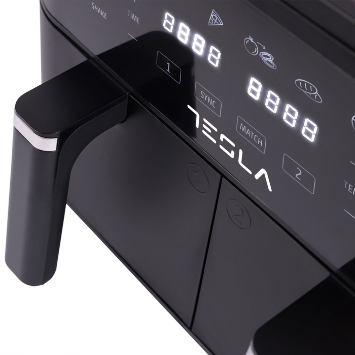 Friteuza aer cald Tesla AF900BSD, 9 L, Cos dublu, 2400W, Panou digital, 8 programe, Smart sync, Negru [8]