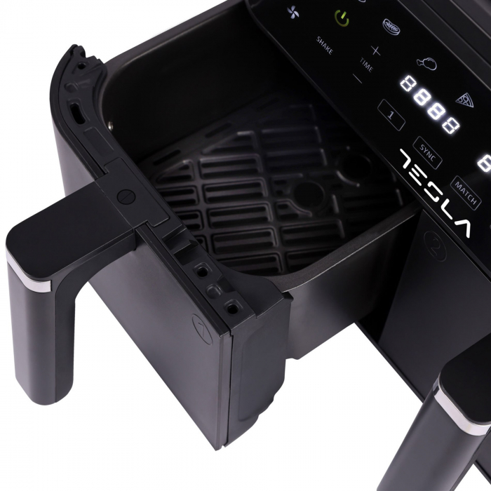 Friteuza aer cald Tesla AF900BSD, 9 L, Cos dublu, 2400W, Panou digital, 8 programe, Smart sync, Negru [4]