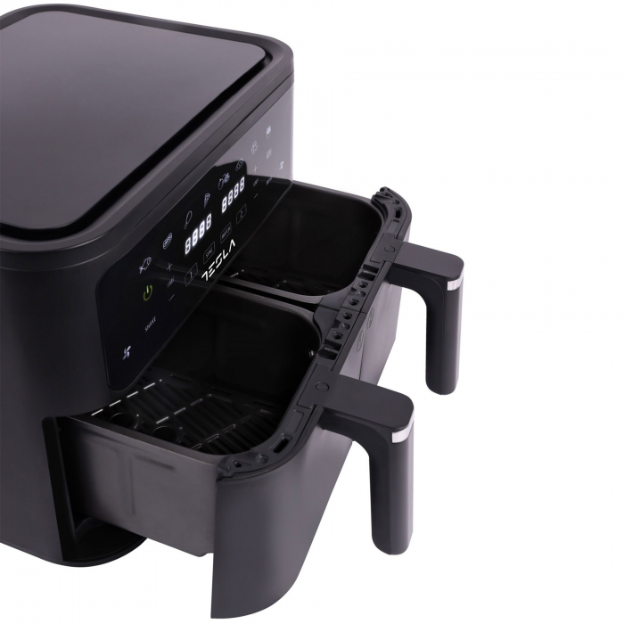 Friteuza aer cald Tesla AF900BSD, 9 L, Cos dublu, 2400W, Panou digital, 8 programe, Smart sync, Negru [5]