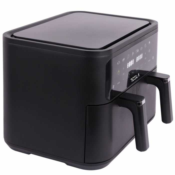 Friteuza aer cald Tesla AF900BSD, 9 L, Cos dublu, 2400W, Panou digital, 8 programe, Smart sync, Negru [6]