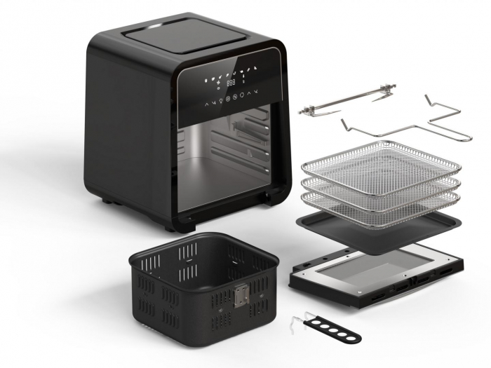 Friteuza cu aer cald Heinner Masterfry HAF-B12BK2000, 2000w, functie cuptor, capacitate: 12l, display digital cu control touch, timer 60 min, deshidratare 24h, temperatura 30-200 grade, 8 programe pre [3]