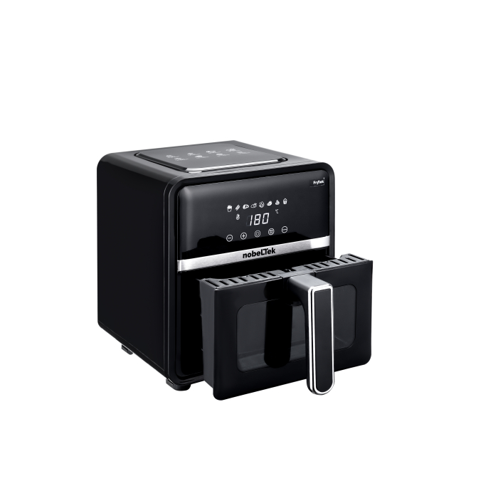 Friteuza cu aer cald nobeLTek, putere maxima 1400 W, display LCD, capacitate 5 litri, timer, 8 programe predefinite, temperatura reglabila 80-200 grade Celsius, cos cu maner, culoare negru [3]