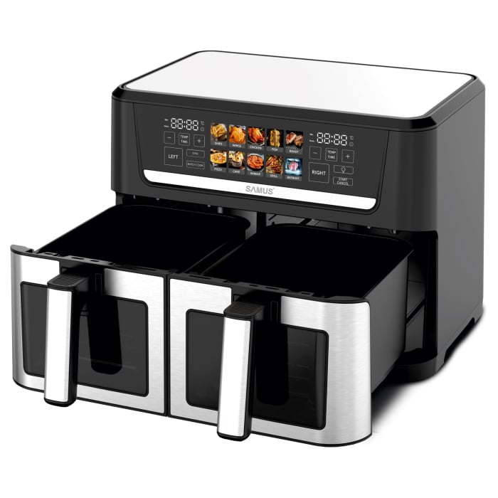 Friteuza cu aer cald Samus AF12TWIN-S2800DW, 2800 W, 12 l, Doua cosuri 6 litri, Timer, 10 programe [2]