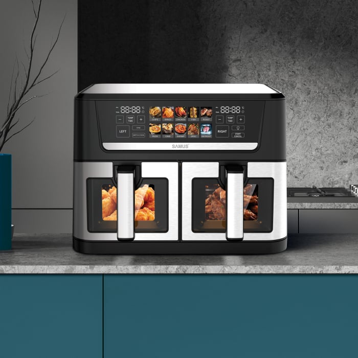 Friteuza cu aer cald Samus AF12TWIN-S2800DW, 2800 W, 12 l, Doua cosuri 6 litri, Timer, 10 programe [4]
