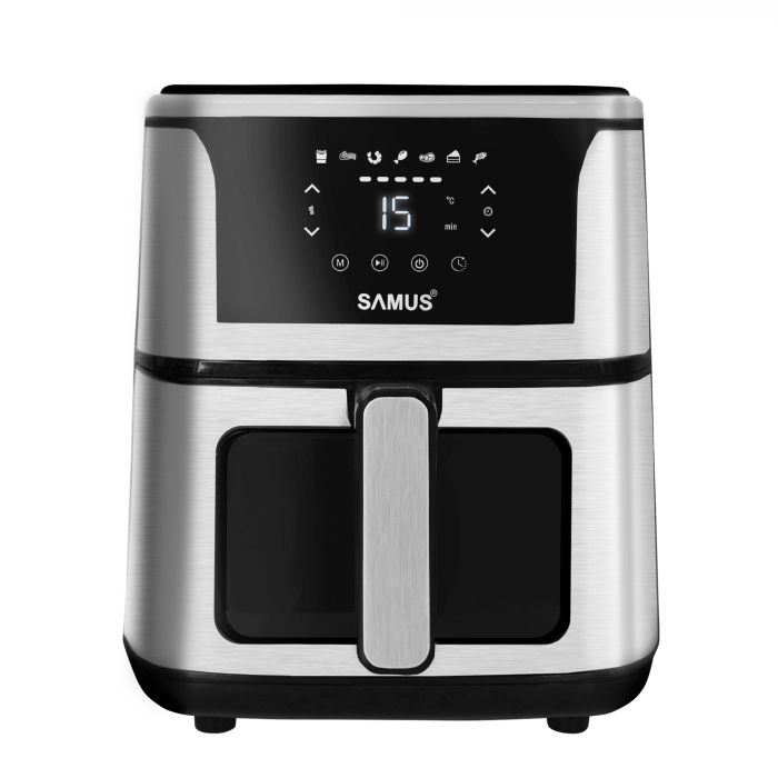 Friteuza cu aer cald Samus AF5-S1400DW, 5 litri, 7 programe, timer, tehnologie Fry Force 360 grade, control touch,  Inox/Negru [4]