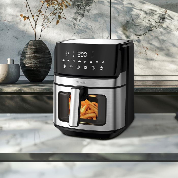Friteuza cu aer cald Samus AF6.5B-S1700DW, 6.5 L, 1700 W, Afisaj electronic, Control digital tactil, Timer 0-60 min, 8 programe, Temperatura ajustabila 80-200°C [5]