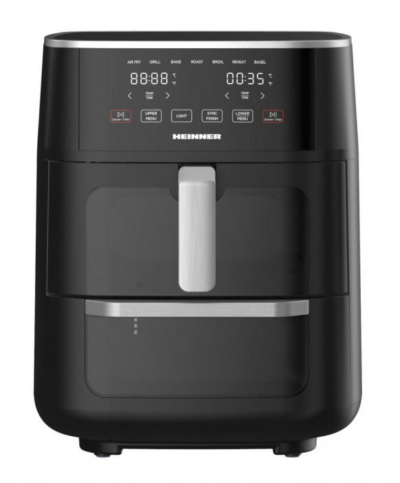 Friteuză dublă cu aer cald HEINNER OvenFry Cook HAFO-M11BK1700, 6L+5L, 1550-1850W, eficiență și versatilitate în gătit [1]