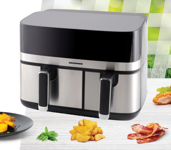 Friteuză Dublă Heinner Produal Fusion HAF-H9DB17BKS, 1700W, 8.6L, Gătire Sănătoasă cu Aer Cald [2]