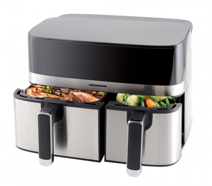 Friteuză Dublă Heinner Produal Fusion HAF-H9DB17BKS, 1700W, 8.6L, Gătire Sănătoasă cu Aer Cald [1]