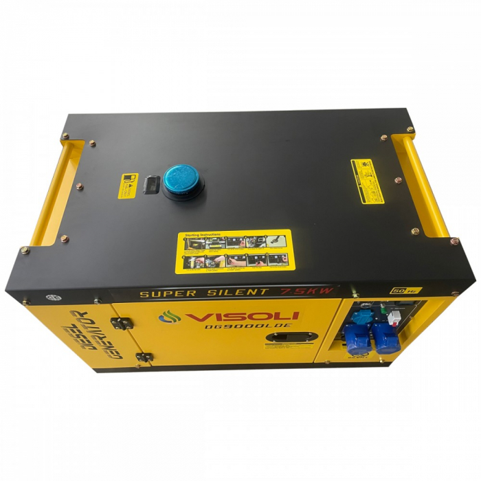 Generator Curent Electric Diesel Profesional Monofazic 7.5 KW Visoli® DG-9000LDE, 13 CP, Autonomie 9H, rezervor 17 l [3]