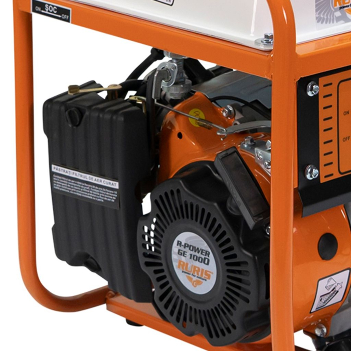 Generator curent ModelR-Power GE 1000, 1000W, benzină, 220V, motor 4 timpi 130cc, pornire manuală, consum redus, compact, cadru industrial [2]