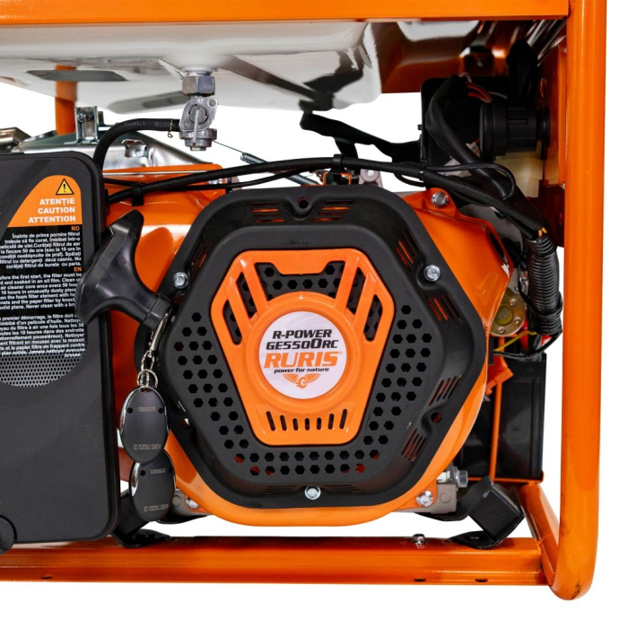 Generator curent ModelR-Power GE 5500RC, 5500W, AVR, pornire electrică + telecomandă, benzină, 230V, motor 4 timpi, 2 prize, cupru, cadru industrial [7]