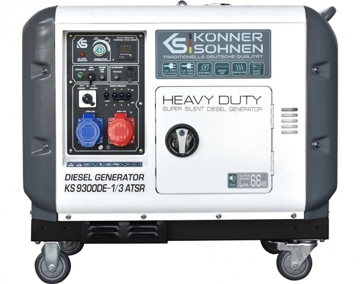 Generator de curent 7.5 Kw, Diesel, HEAVY DUTY - INSONORIZAT - KONNER & SOHNEN - KS-9300DE-1/3-ATSR-SUPER-SILENT, putere motor 18 cp / 498 cmc [2]